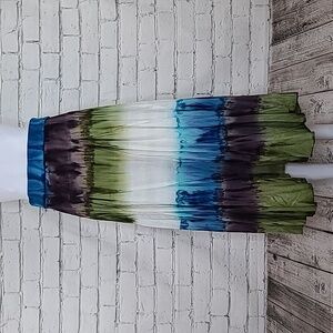 Cute Options Boho Cotton Tie Dye Color Block Maxi Skirt Blue/Green/White/Purple